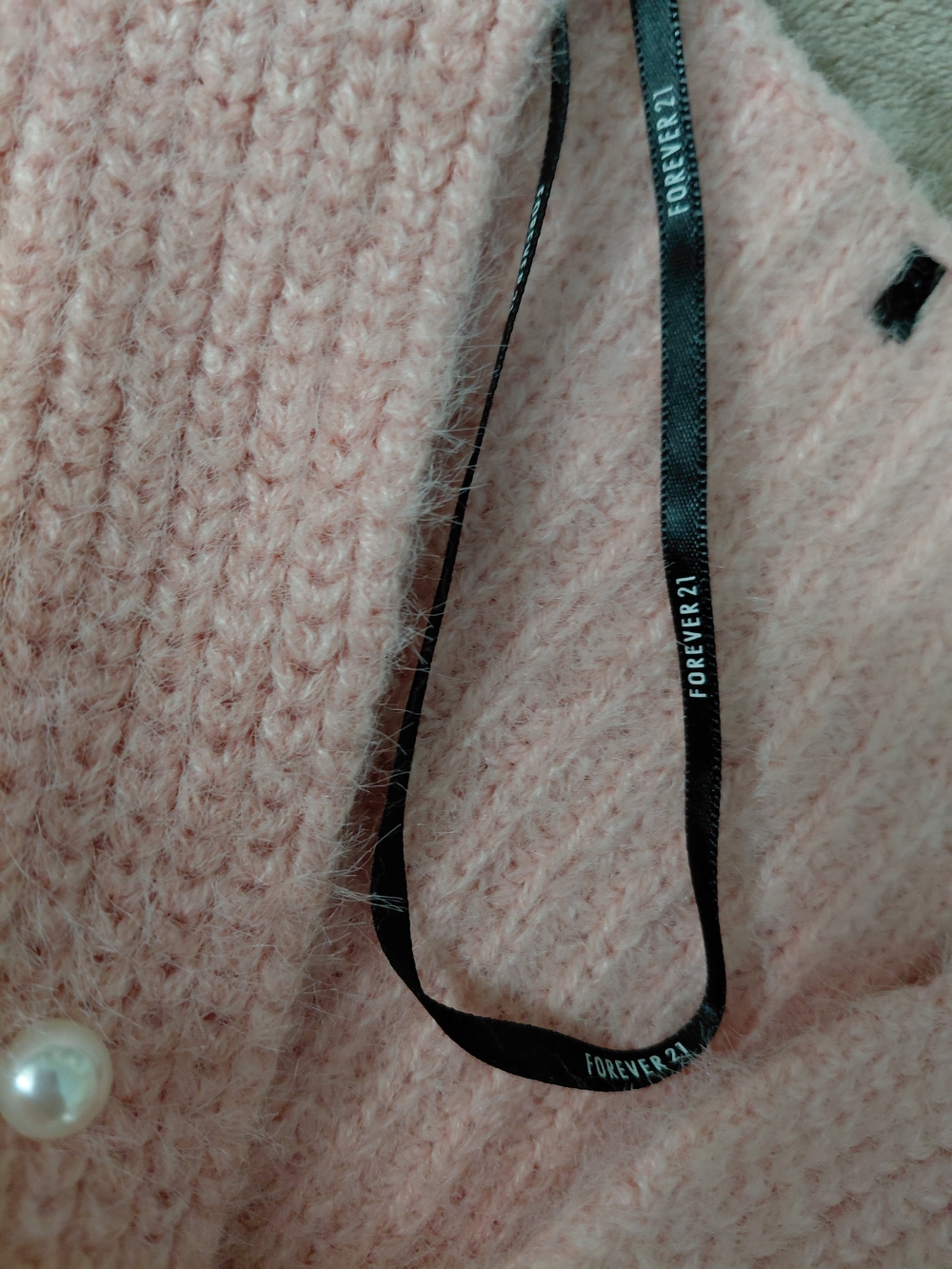 Forever 21 Pearl-Embellished Pink Twist Front Sweater - Picture 3 of 3
